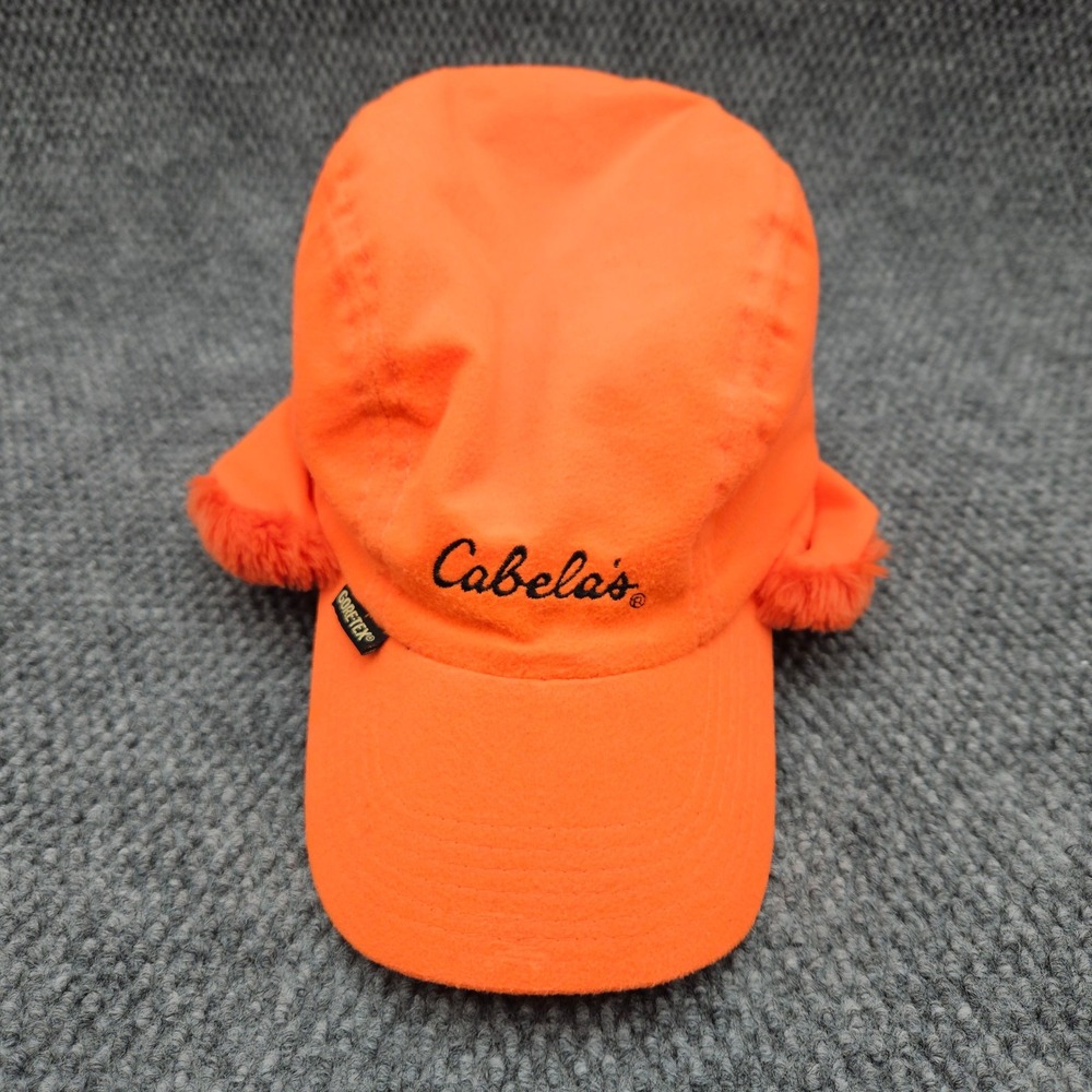 Vintage Cabela's Men's Large Orange Gore-Tex Thinsulate Trapper Hat Hunting Cap - Picture 2 of 9